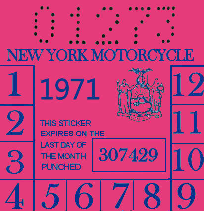 (image for) 1971 New York inspection sticker Cycle